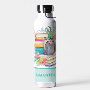 Bouteille D'eau Fleurs Livres & Sac à dos Aquarelle Colorée