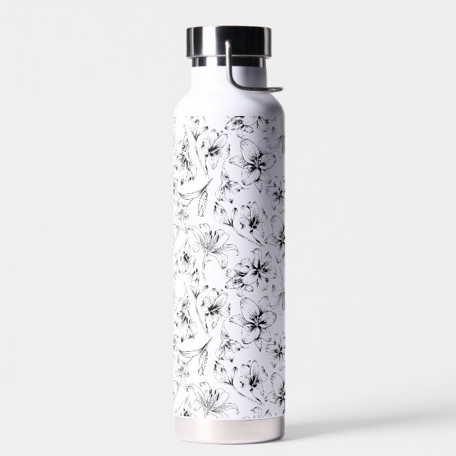 Bouteille D'eau Fleurs Lys Noires (Gauche)