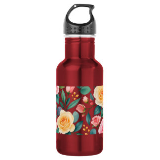 Bouteille D'eau Fleurs Pastel Design Floral Botanique Douce Vintag