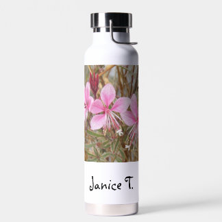 Bouteille d'eau - Fleurs roses avec nom