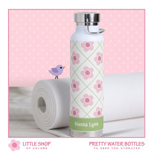 Bouteille D'eau Fleurs roses et vertes personnalisées