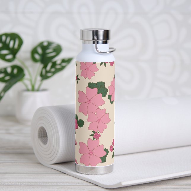 Bouteille D'eau Fleurs Roses, Motif Floral, Motif De Fleurs (Yoga)