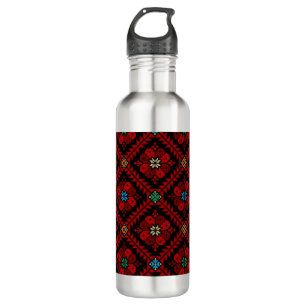 Bouteille D'eau Fleurs rouges Palestine Broderie tatreez Motif