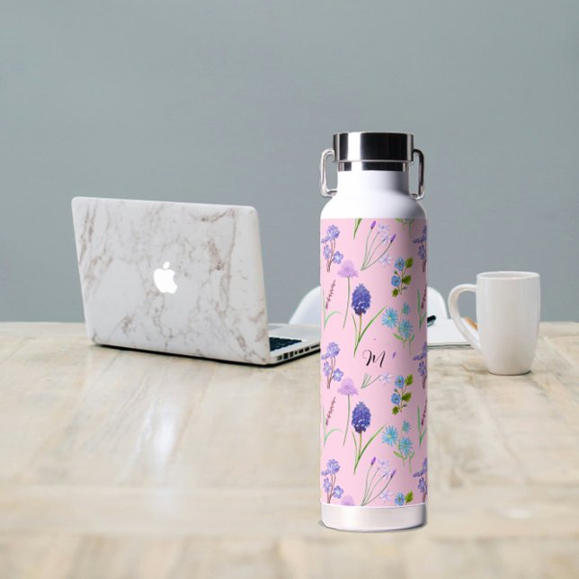 Bouteille D'eau Fleurs sauvages délicats dans le rose clair. Perso (Delicate wildflowers in light pink. Custom. Water Bottle
)