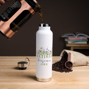 Bouteille D'eau Fleurs sauvages personnalisées pour la retraite, f
