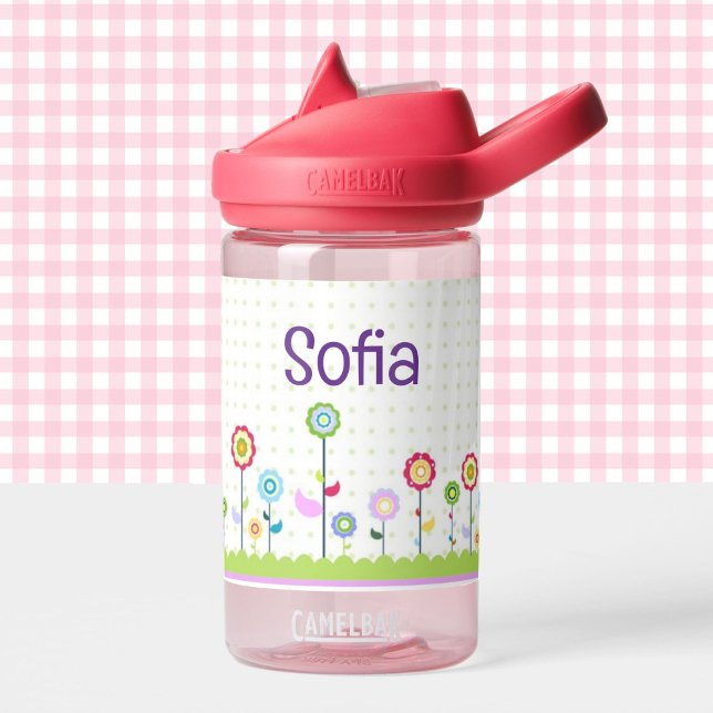 Bouteille D'eau Fleurs Toddler Personnaliser le nom Durable (Créateur téléchargé)