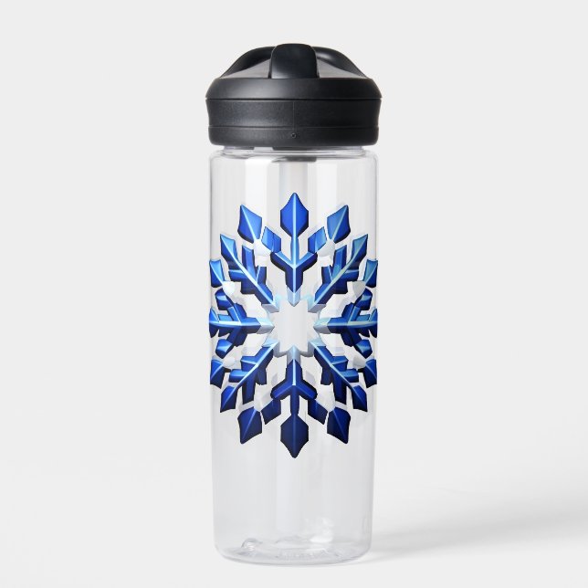 Bouteille D'eau Flocon de Neige Bleu Détaille (Extérieur)