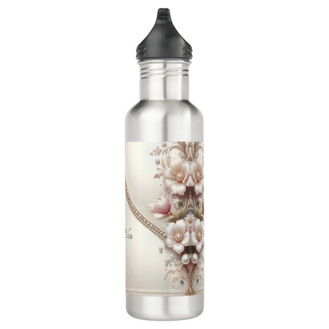 Bouteille D'eau Floral and Pearl Embellishments Water Bottle (Droite)