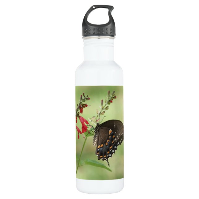 Bouteille D'eau Floral avec papillon, personnalisé  (Devant)