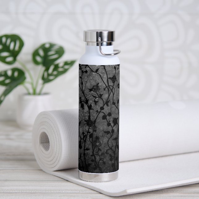 Bouteille D'eau Floral d'antiquité gothique noir et blanc (Yoga)