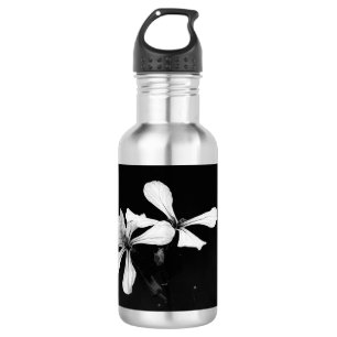Bouteille D'eau floral noir et blanc minimal
