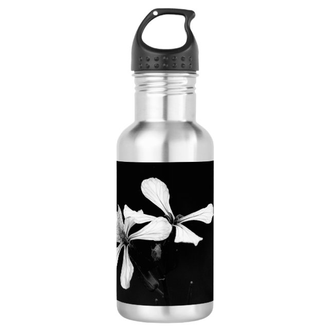 Bouteille D'eau floral noir et blanc minimal (Devant)
