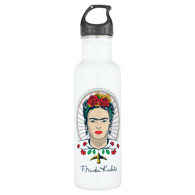 Bouteille D'eau Floral vintage de Frida Kahlo | (Devant)