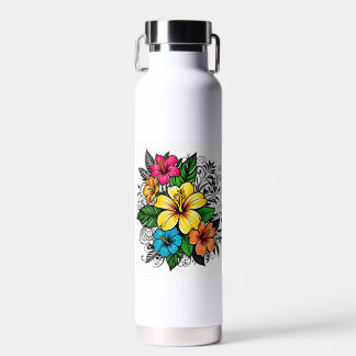 Bouteille d'eau florale vibrante