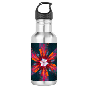 Bouteille D'eau Flore Mandala Flowers Orange Red Blue Abstract