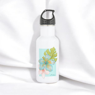Bouteille D'eau Flore tropicale cool avec votre nom