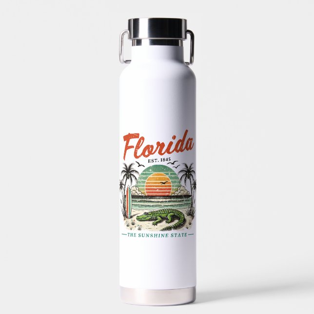Bouteille D'eau Floride, L'État Sunshine - Sunset Beach Scene (Avant)