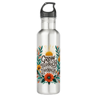 Bouteille D'eau flourishing floral quote with vines and positive