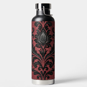 BOUTEILLE D'EAU FLOURISSES GOTHIQUES D'HALLOWEEN NOIRS ET ROUGES O