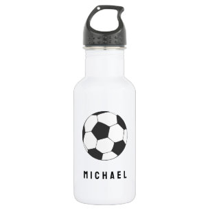 Bouteille D'eau Football de balle de soccer tendance Noir personna