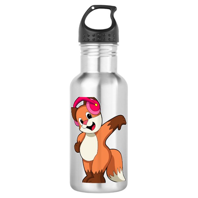 Bouteille D'eau Fox à la musique avec casque (Devant)