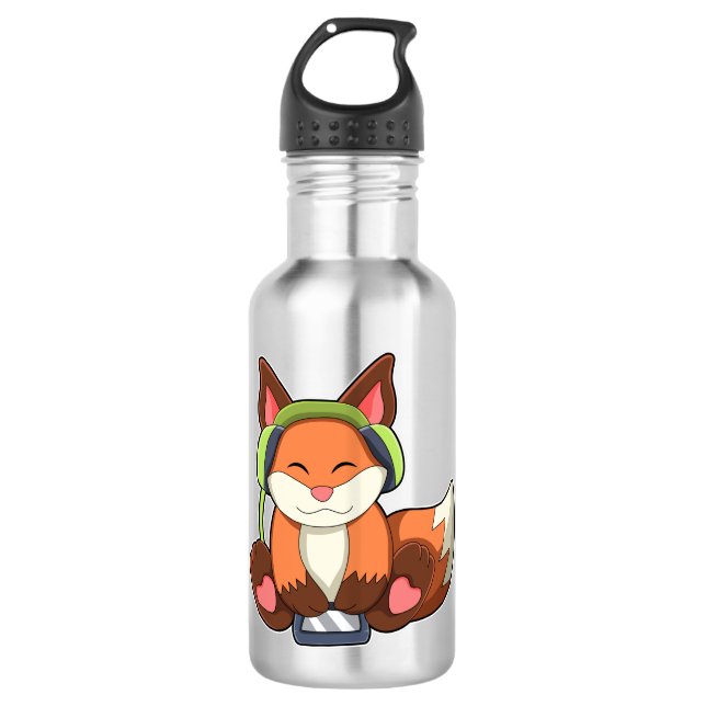 Bouteille D'eau Fox à la musique avec casque (Devant)