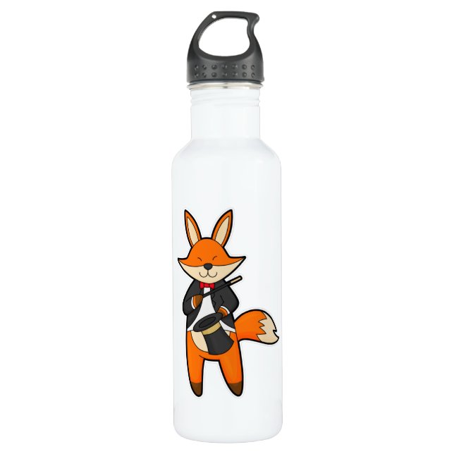 Bouteille D'eau Fox comme Magicien avec baguette magique et Casque (Devant)