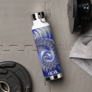 Bouteille D'eau Fractage de la spirale bleue personnalisée