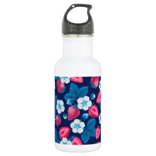 Bouteille D'eau Fraises roses sur bleu