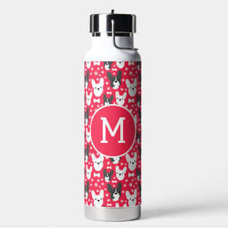 Bouteille D'eau Français Bulldogs Motif rouge Monogramme