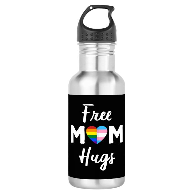 Bouteille D'eau Free Mom Hugs II - Rainbow Gay Trans Pride (Devant)