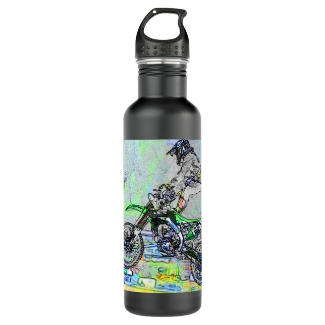 Bouteille D'eau Freestyle Stuntman - Motocross Rider (Devant)