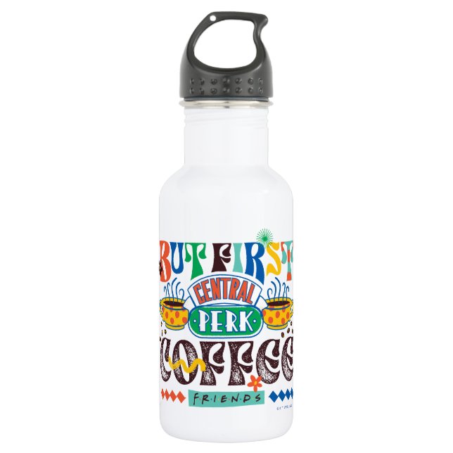 Bouteille D'eau FRIENDS™ | Mais d'abord Café Graphique Vibrant (Devant)