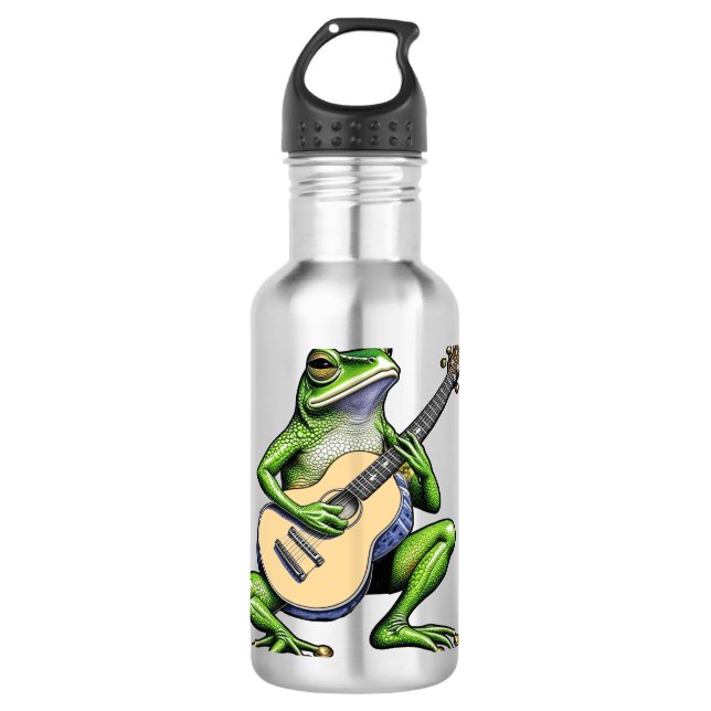 Bouteille D'eau Frog drôle Jouer de la guitare (Devant)