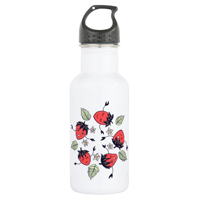 Bouteille D'eau Fruit Kawaii à la fraise mûre (Devant)