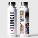 Bouteille D'eau Funcle | Fun Uncle Nom personnalisé Moderne<br><div class="desc">Funcle - Fun Uncle Bouteille d'eau de famille Le design sur la bouteille comprend un texte moderne minimaliste gras qui dit "Funcle ( Fun Uncle )". Parfait pour,  Anniversaires,  Cadeaux de la Saint-Valentin. Sa nature personnalisable en fait un cadeau spécial,  unique et réfléchi pour toute occasion.</div>