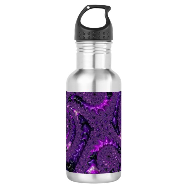 Bouteille D'eau Funky Bold Boho Violet Abstrait Fractal Numérique (Devant)