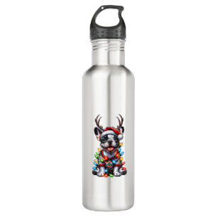 Bouteille D'eau Funky French Bulldog Christmas Light Santa Hat Rei