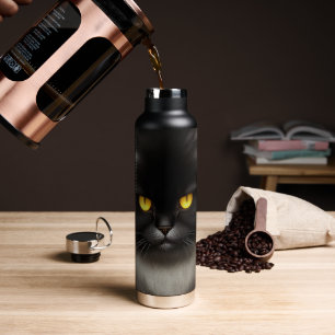 Bouteille D'eau Funny Fluffeux noir Perse noir chaton visage