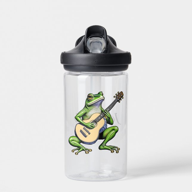 Bouteille D'eau Funny Frog Jouer de la guitare Personnalisée (Avant)