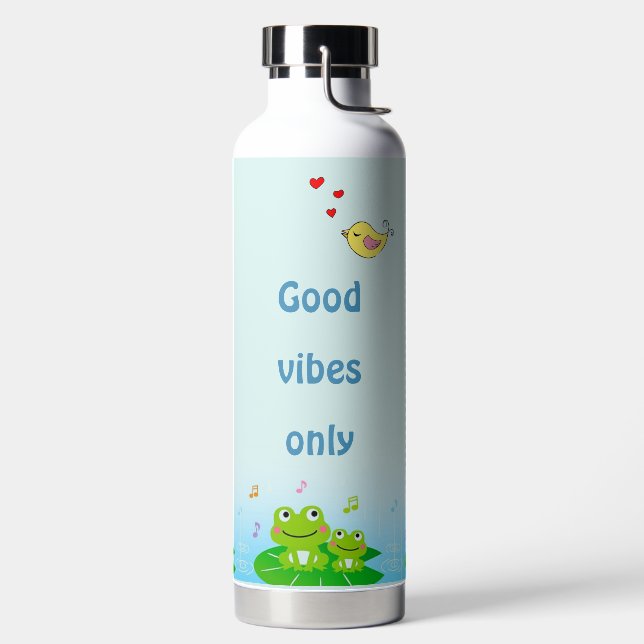 Bouteille D'eau Funny Happy Frogs et Good Vibes Only Text (Droite)