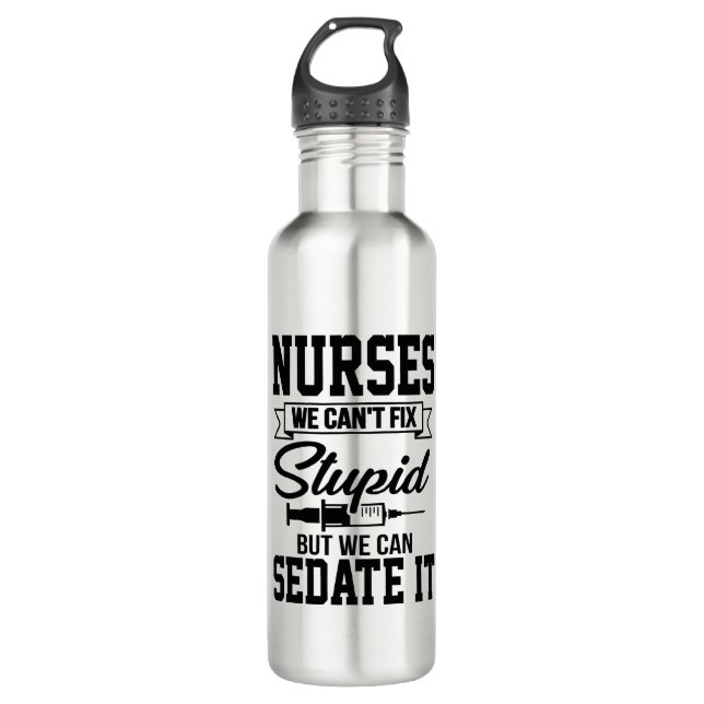 Bouteille D'eau Funny Nurse stupide mot art (Devant)