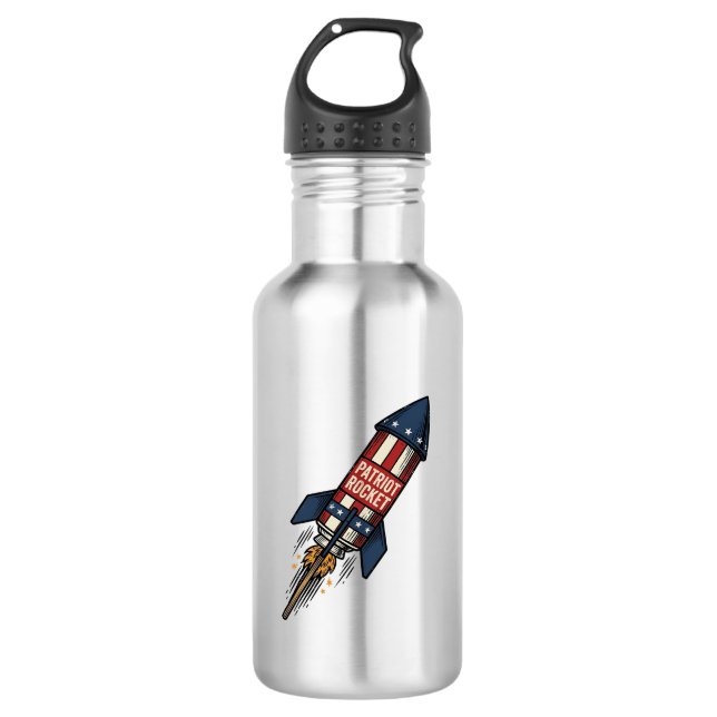 Bouteille D'eau Fusée Patriot 4 juillet Conception de feux d'artif (Devant)