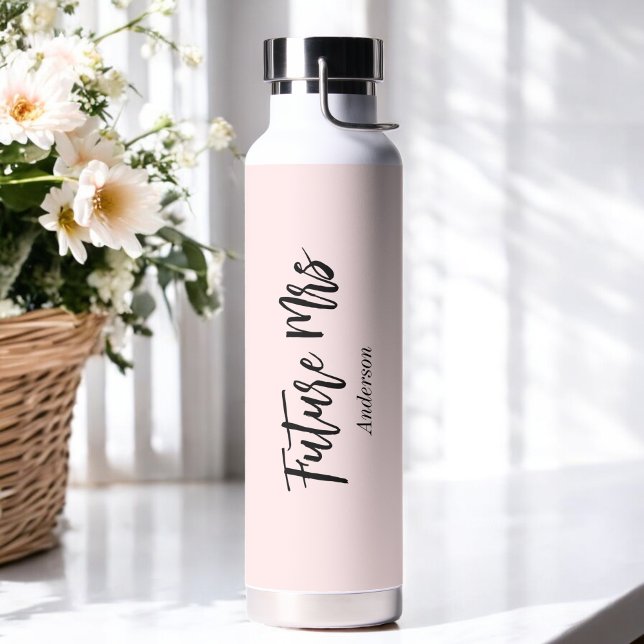Bouteille D'eau Futur Madame Fête de Fiançailles Rose Pâle  (Créateur téléchargé)