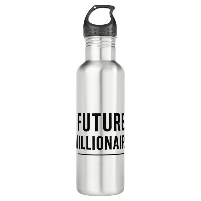 Bouteille D'eau Future Millionaire Bold Typographie noire Moderne (Devant)