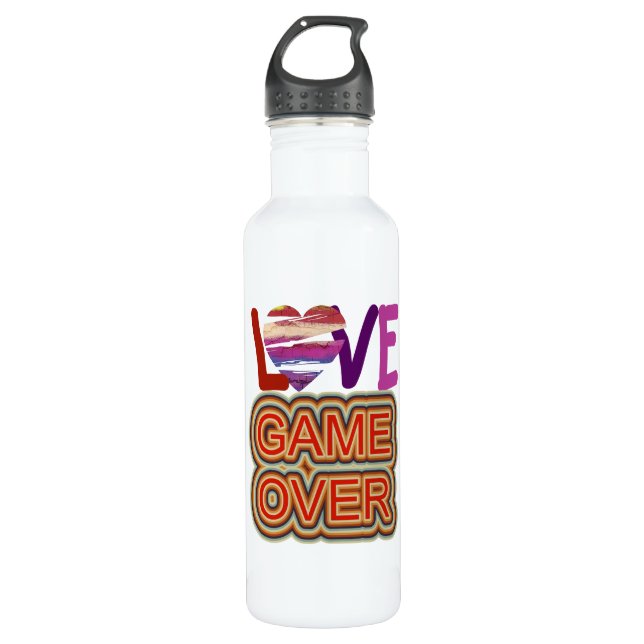 Bouteille D'eau Game Over Love and Heart (Devant)