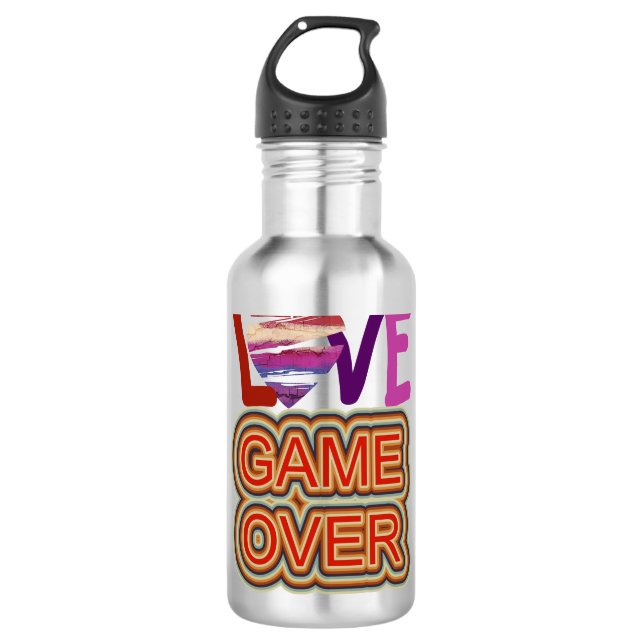 Bouteille D'eau Game Over Love and Heart (Devant)