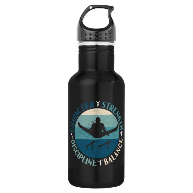 Bouteille D'eau Garçons Gymnastique Caractère Force Discipline (Devant)