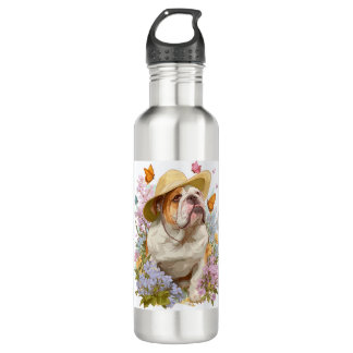 Bouteille D'eau Garden Bulldog � Floral Funny Dog