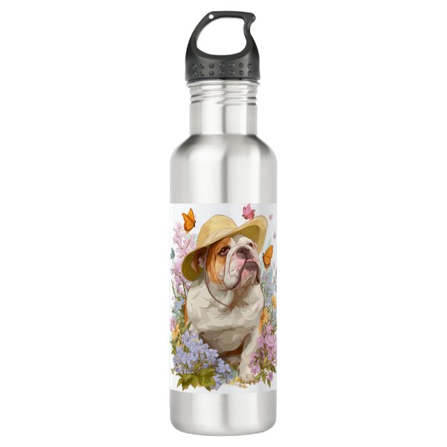 Bouteille D'eau Garden Bulldog � Floral Funny Dog (Devant)